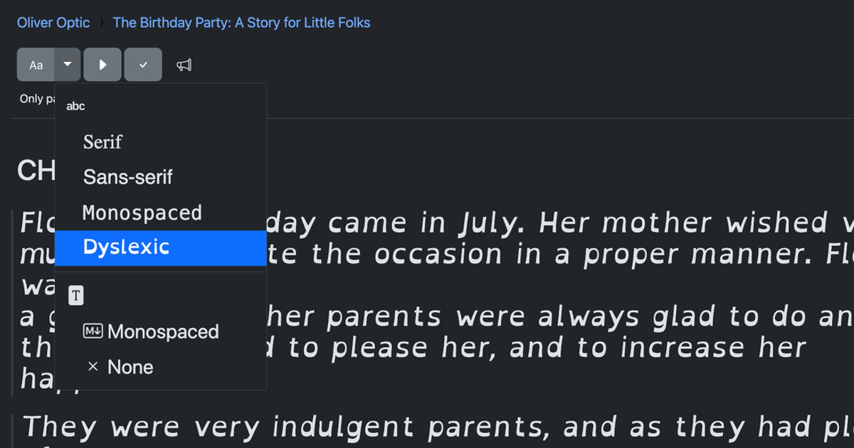 Dyslexic reading support